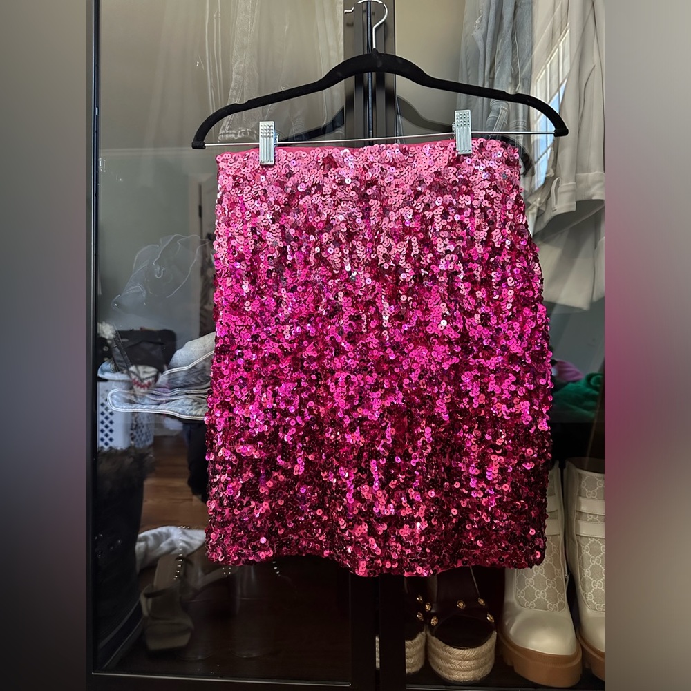 Maner Pink Sequin Mini Skirt